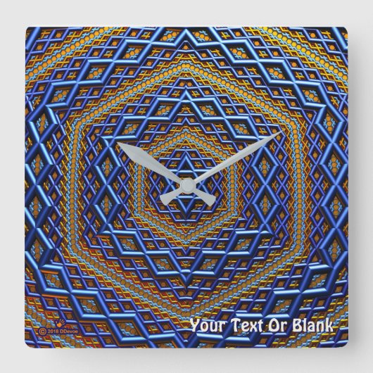 Ornate Metallic Magen David Quadratische Wanduhr (Vorderseite)