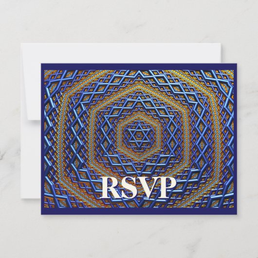 Ornate Metallic Magen David RSVP Karte (Vorderseite)