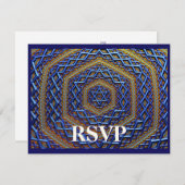 Ornate Metallic Magen David RSVP Karte (Vorne/Hinten)