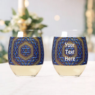 Ornate Metallic Magen David Weinglas Ohne Stiel