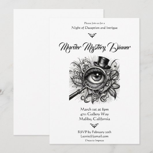 Ornate Murder Mystery Einladung (Vorne/Hinten)