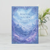 Ornate Mystic Snow Mountain Vista Wedding Einladung (Stehend Vorderseite)