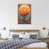 Ornate Orange Flower Artwork in Gold Frame Leinwanddruck (Insitu (Schlafzimmer))