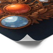 Ornate Orange Flower Artwork in Gold Frame Poster (Ecke)