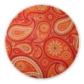Ornate Orange Paisley Pattern Keramikknauf (Vorderseite)