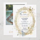 Ornate Oval Frame Quinceañera Exquisite Tiara Einladung (Vorne/Hinten)