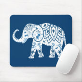 Ornate Patterned Blue Elephant Mousepad (Mit Mouse)