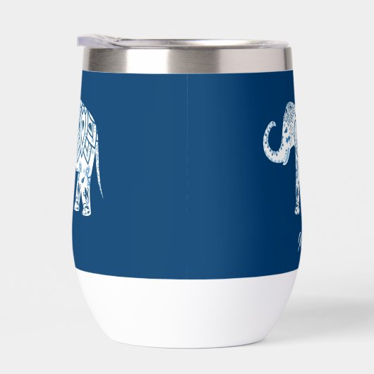 Ornate Patterned Blue Elephant Personalised (Rechts)