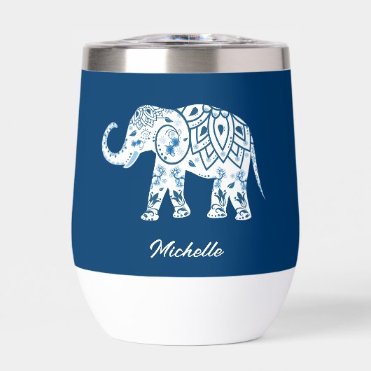 Ornate Patterned Blue Elephant Personalised (Vorderseite)