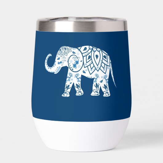 Ornate Patterned Blue Elephant Personalised (Rückseite)