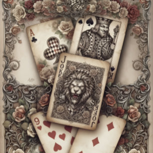 Ornate Pierrot & Rosen Herzdame Spielkarte Geschenkpapier Set