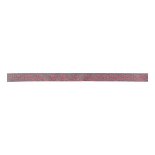 Ornate Pink and Grey Flower Pattern Satinband (Vorderseite)