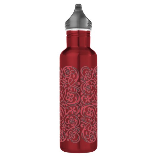 Ornate Pink Flower Pattern Edelstahlflasche (Rechts)