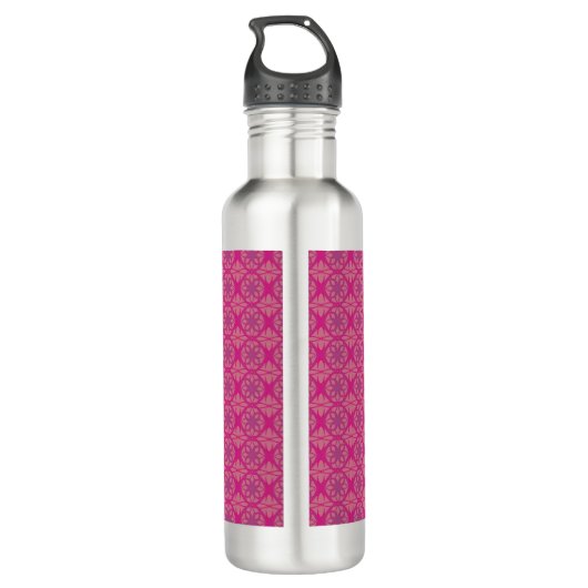 Ornate Pink Purple Geometric Pattern Personalised Edelstahlflasche (Rückseite)