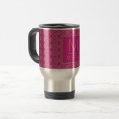 Ornate Pink Purple Geometric Pattern Personalised Reisebecher (Vorderseite Links)