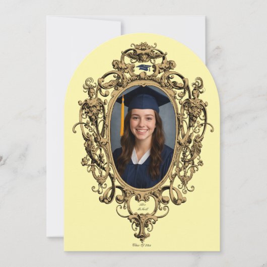 Ornate Rococo Cartouche Photo Template Graduation Einladung (Vorderseite)