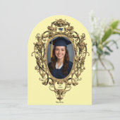 Ornate Rococo Cartouche Photo Template Graduation Einladung (Stehend Vorderseite)