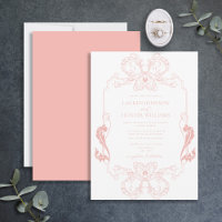 Ornate rosafarbene florale Linienkunst-Monogramm-H
