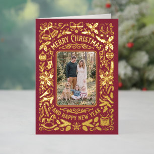 Ornate rote florale Familienfoto Weihnachten