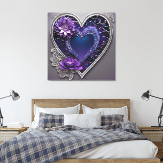 Ornate sapphire & amethyst heart fantasy AI art Leinwanddruck
