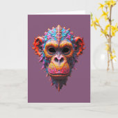 Ornate Schimpansenmaske Karte (Gelbe Blume)