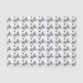 Ornate Schwarz-Weiß-Blumenkunstmuster Seidenpapier (Vorderseite)