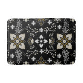 Ornate Schwarz-Weiß-Blumenmuster Badematte (Vorderseite)