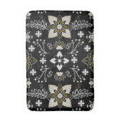 Ornate Schwarz-Weiß-Blumenmuster Badematte (Vorderseite Vertikal)