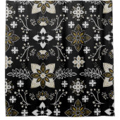 Ornate Schwarz-Weiß-Blumenmuster Duschvorhang (Vorderseite)