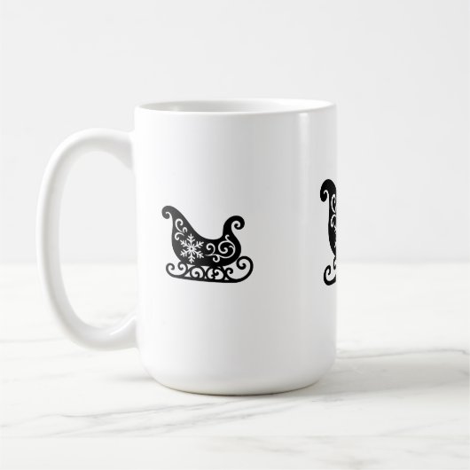 Ornate Sleigh with White Snowflake Design Kaffeetasse (Links)