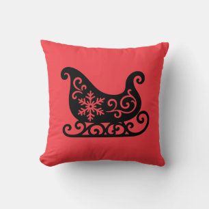 Ornate Sleigh with White Snowflake Design Kissen