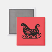 Ornate Sleigh with White Snowflake Design Magnet (Vorderseite/Rückseite)