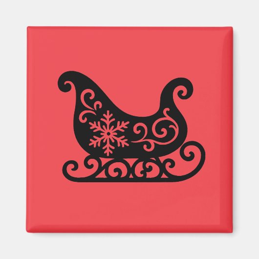 Ornate Sleigh with White Snowflake Design Magnet (Vorne)