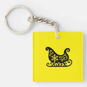 Ornate Sleigh with White Snowflake Design Schlüsselanhänger