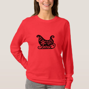 Ornate Sleigh with White Snowflake Design T-Shirt
