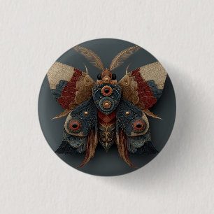 Ornate symmetrische 3D-Motte mit goldenen Akzenten Button