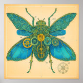 Ornate Technical Diagram: Steampunk Insect Poster (Vorne)