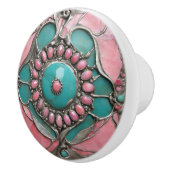 Ornate Tourmaline & Turquoise Art in Silver Keramikknauf (Rechts)