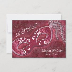 Ornate Victorian Maskenball-Hochzeit RSVP Karte