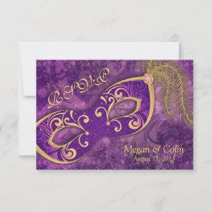 Ornate viktorianische Maskenball-Hochzeit RSVP Karte