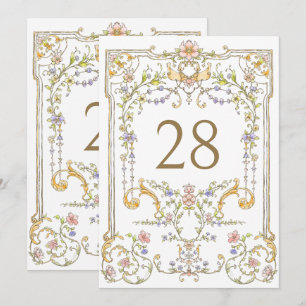 Ornate Vintage Boho Blumen Hochzeitstisch Nummer Einladung