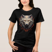Ornate Wolf Face – Floral Fantasy Design Tri-Blend Shirt (Vorderseite)