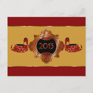 Ornate Year of the Snake Chinese New Year Postcard Feiertagspostkarte