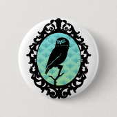 Ornated gerahmte Eule Button (Vorderseite)