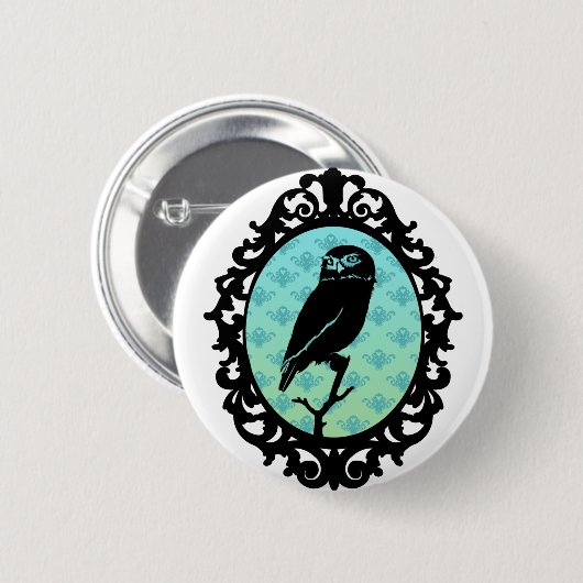 Ornated gerahmte Eule Button (Vorne & Hinten)