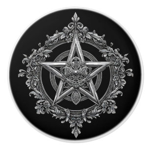Ornater Barockstil gotischer Pentagramm Keramikknauf