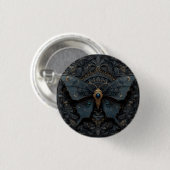 Ornater dunkelblauer Schmetterling mit Goldfiligra Button (Vorne & Hinten)