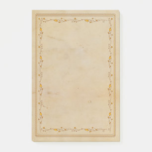 Ornater goldener Rahmen auf Vintage-Papier Post-it Klebezettel