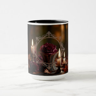 Ornater viktorianischer Spiegel Purpurrose Kerzenl Tasse