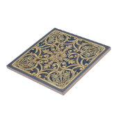 Ornates Barockmuster Pat#2 Blau Gold ID1195 Fliese (Seite)
